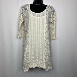 Roxy Beige Crochet Lace Dress Size Small